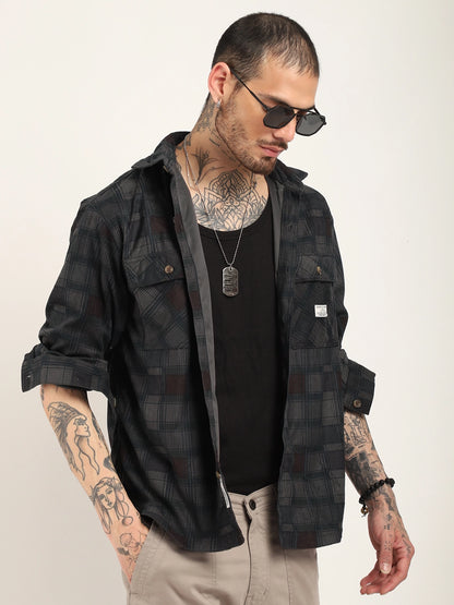 London Fog Dark Grey Full Sleeve Shirt