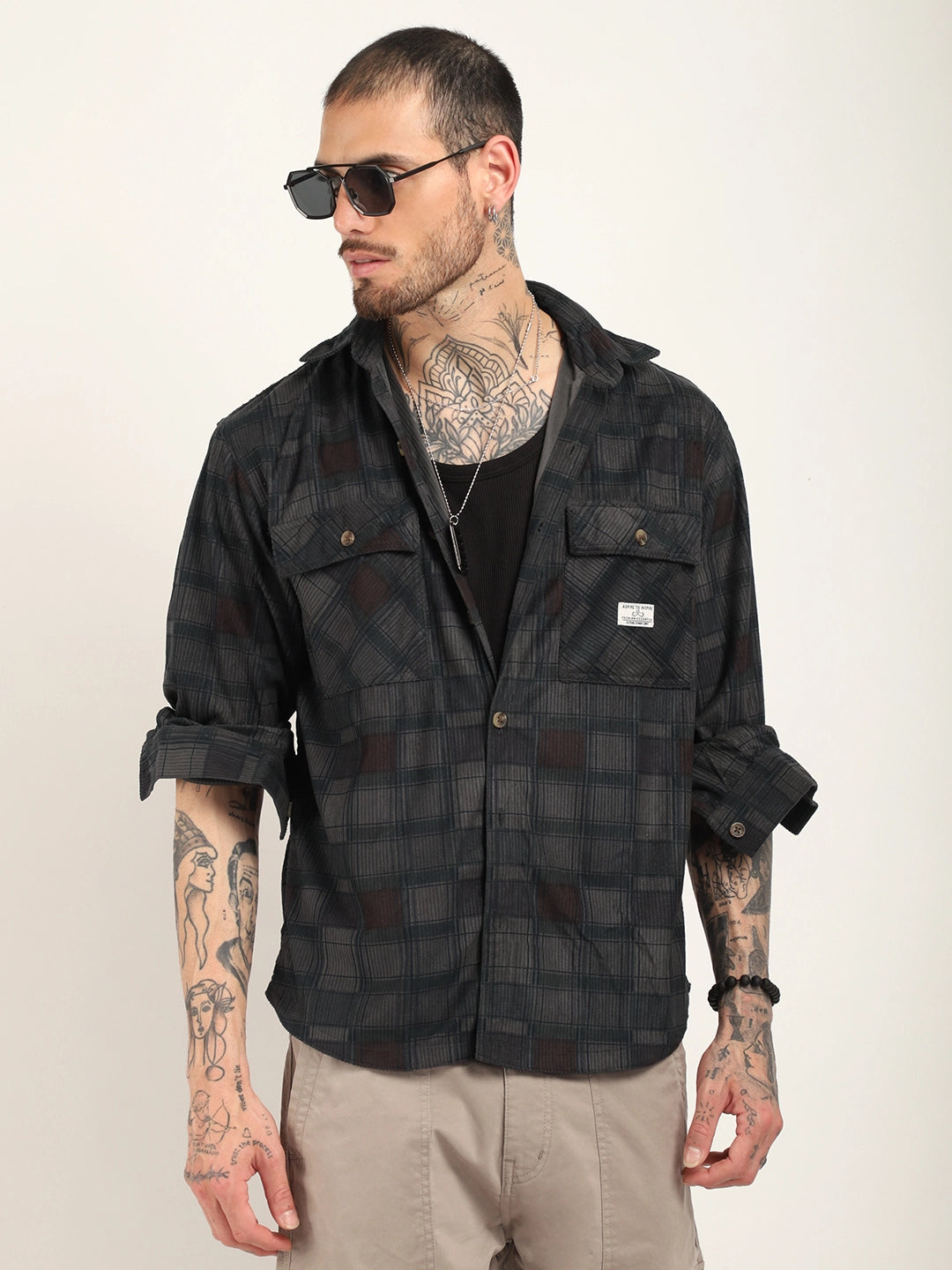 London Fog Dark Grey Full Sleeve Shirt