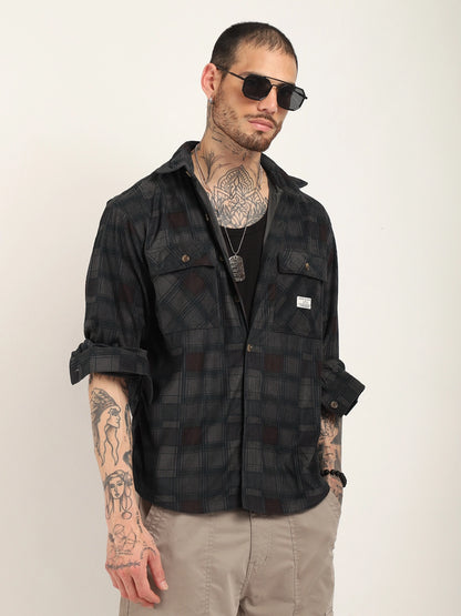 London Fog Dark Grey Full Sleeve Shirt