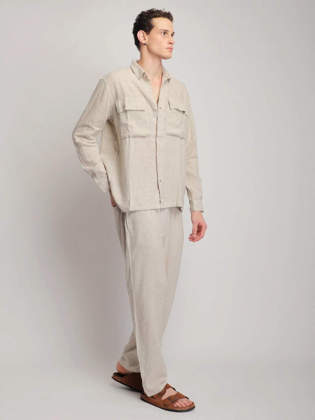 London Edge Pure Linen Beige Co-Ord Set