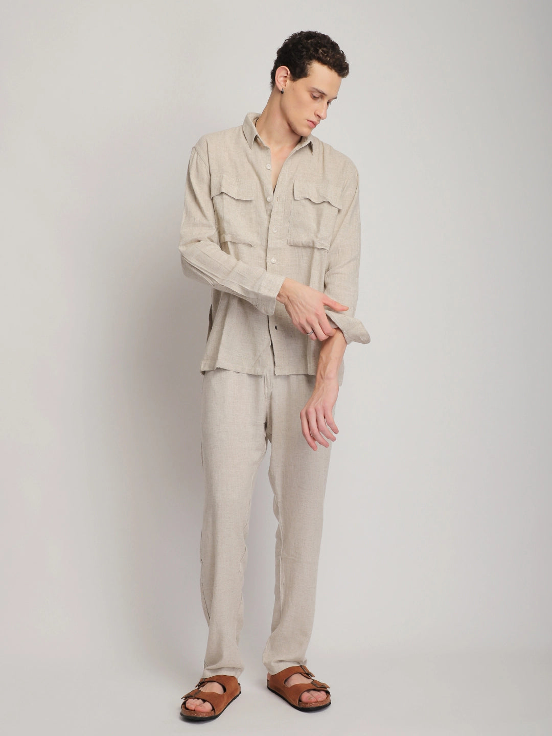 London Edge Pure Linen Beige Co-Ord Set