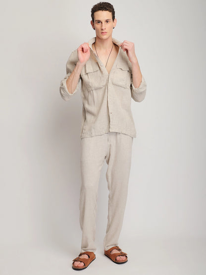 London Edge Pure Linen Beige Co-Ord Set