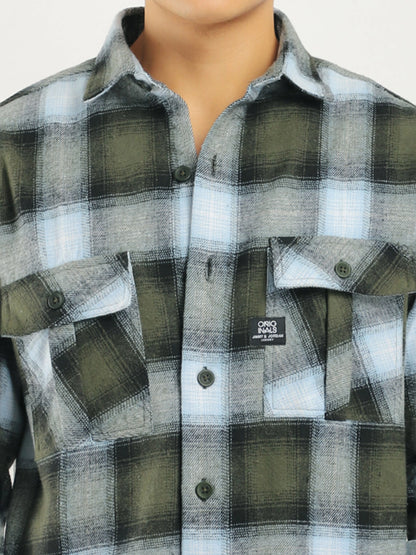 Kensington Brushed Olive Check Shirt