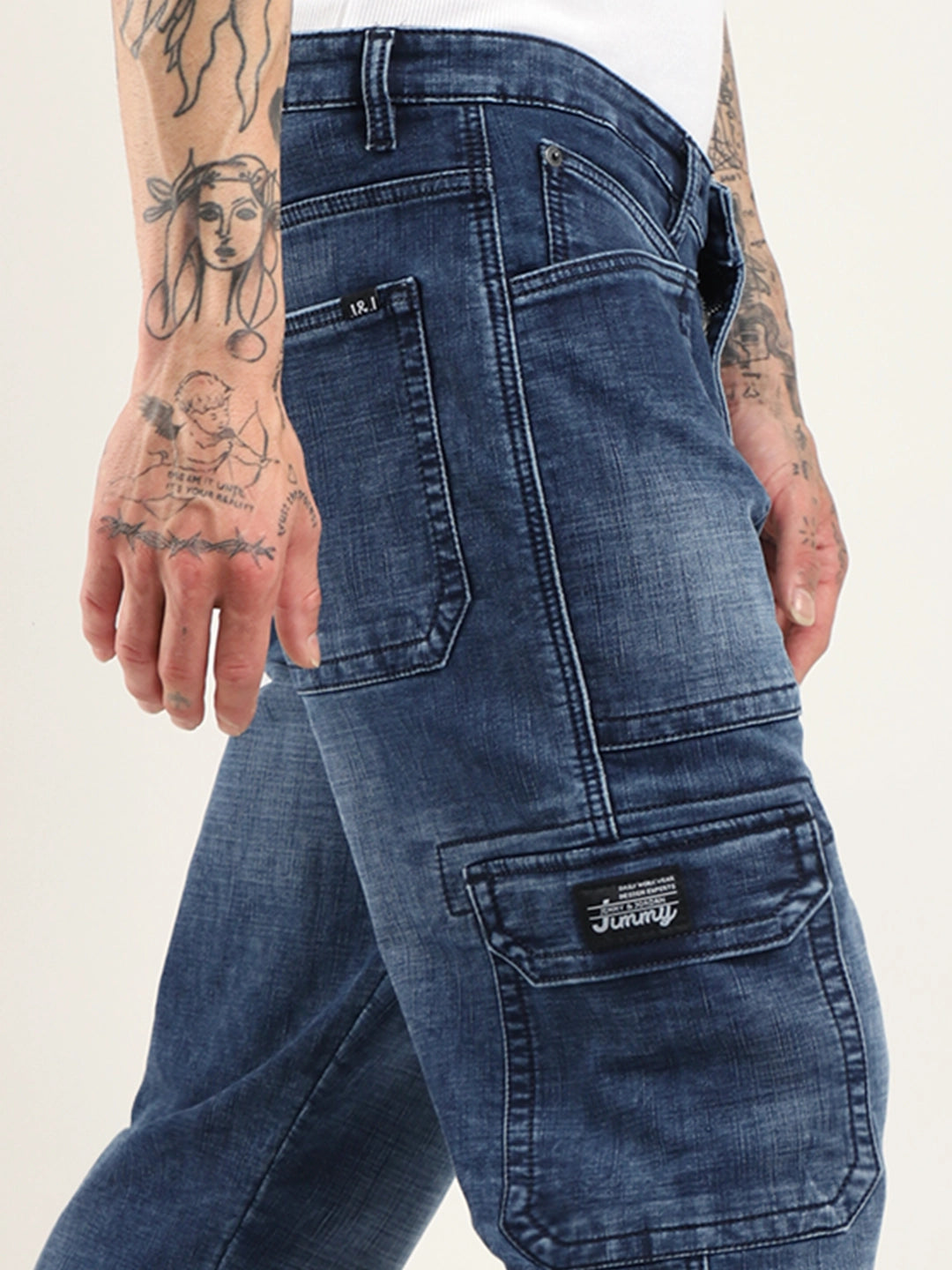 Candid Classic Blue Baggy Fit Denim Cargo