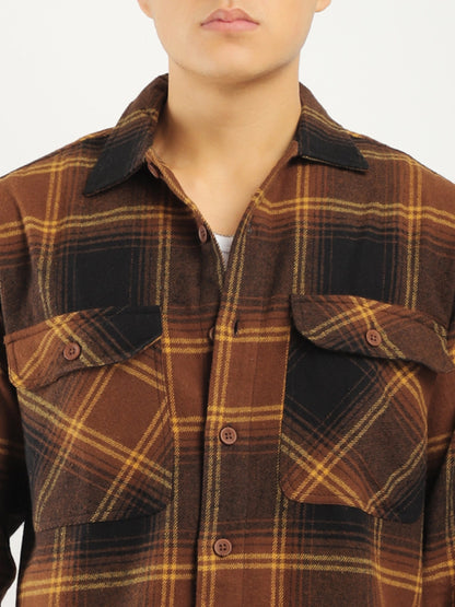 Stitches Brushed Brown Check Shirt