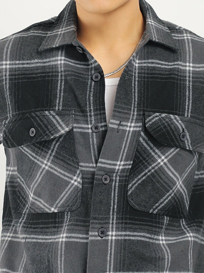 Stitches Brushed Grey Check Shirt