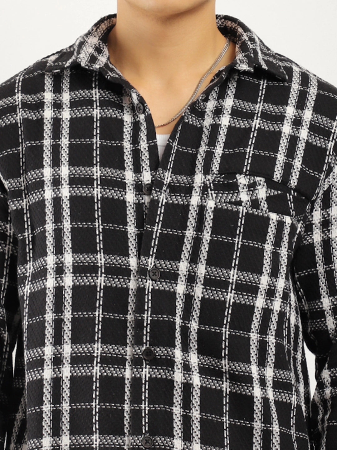 Drifter Knitted Check Black Shirt