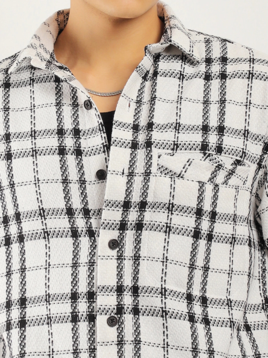 Drifter Knitted Check White Shirt