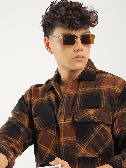 Stitches Brushed Brown Check Shirt