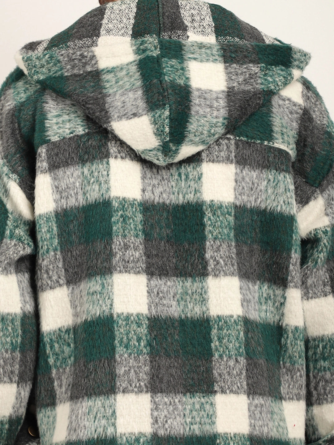 Core Fit Pure Wool Green &amp; White Check Hoodie